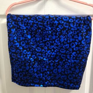 Blue and Black Animal Print Mini Skirt (Women's/Juniors L)